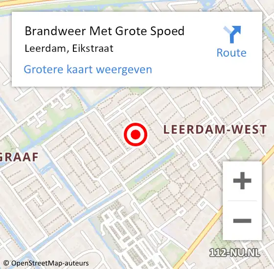 Locatie op kaart van de 112 melding: Brandweer Met Grote Spoed Naar Leerdam, Eikstraat op 16 november 2021 05:06