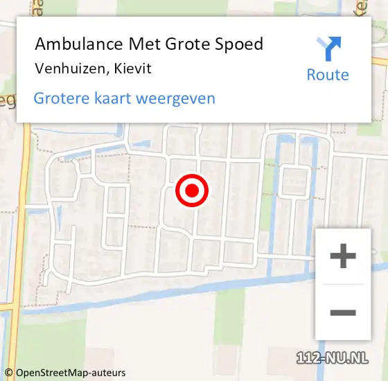 Locatie op kaart van de 112 melding: Ambulance Met Grote Spoed Naar Venhuizen, Kievit op 16 november 2021 06:16