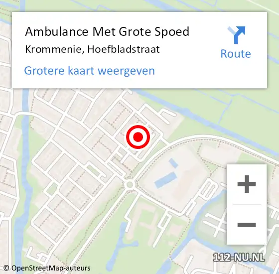 Locatie op kaart van de 112 melding: Ambulance Met Grote Spoed Naar Krommenie, Hoefbladstraat op 16 november 2021 06:20