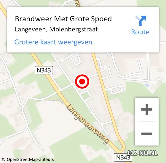 Locatie op kaart van de 112 melding: Brandweer Met Grote Spoed Naar Langeveen, Molenbergstraat op 16 november 2021 07:06