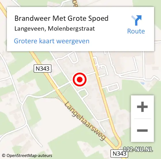 Locatie op kaart van de 112 melding: Brandweer Met Grote Spoed Naar Langeveen, Molenbergstraat op 16 november 2021 07:08