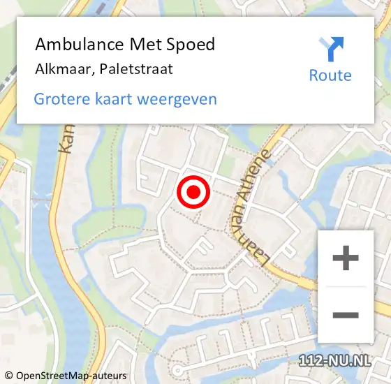 Locatie op kaart van de 112 melding: Ambulance Met Spoed Naar Alkmaar, Paletstraat op 16 november 2021 07:49