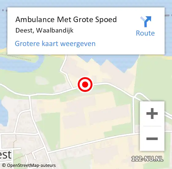 Locatie op kaart van de 112 melding: Ambulance Met Grote Spoed Naar Deest, Waalbandijk op 16 november 2021 08:03