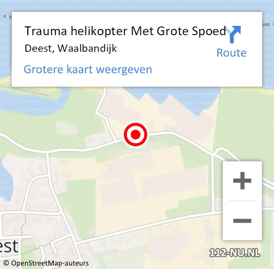 Locatie op kaart van de 112 melding: Trauma helikopter Met Grote Spoed Naar Deest, Waalbandijk op 16 november 2021 08:04