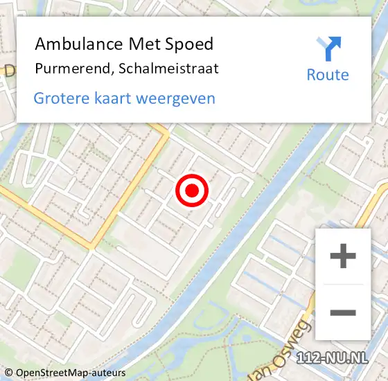 Locatie op kaart van de 112 melding: Ambulance Met Spoed Naar Purmerend, Schalmeistraat op 16 november 2021 08:08