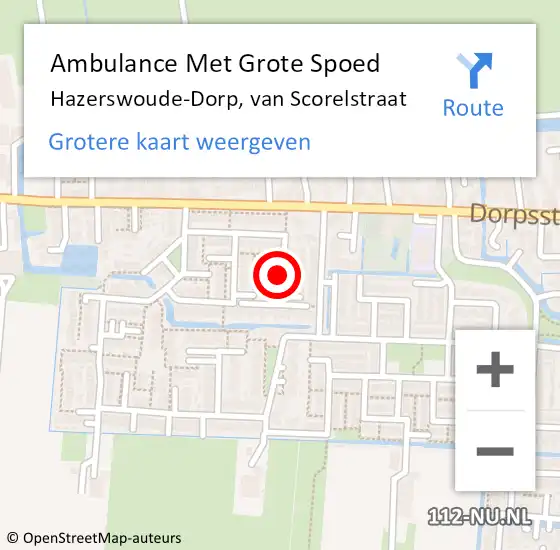 Locatie op kaart van de 112 melding: Ambulance Met Grote Spoed Naar Hazerswoude-Dorp, van Scorelstraat op 16 november 2021 08:12