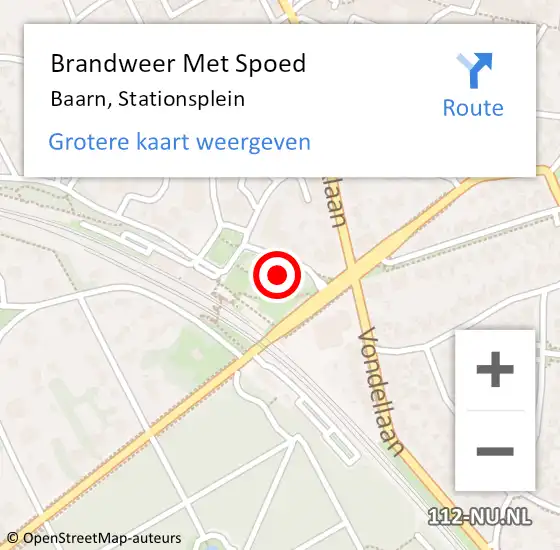 Locatie op kaart van de 112 melding: Brandweer Met Spoed Naar Baarn, Stationsplein op 16 november 2021 08:13