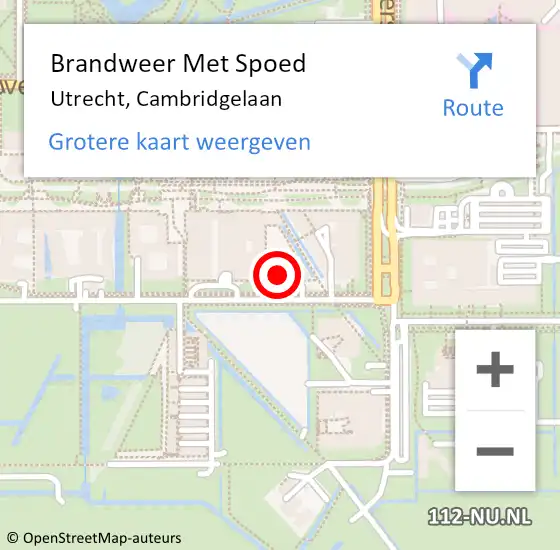 Locatie op kaart van de 112 melding: Brandweer Met Spoed Naar Utrecht, Cambridgelaan op 16 november 2021 08:18