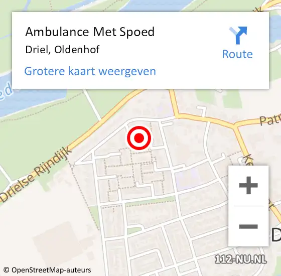 Locatie op kaart van de 112 melding: Ambulance Met Spoed Naar Driel, Oldenhof op 16 november 2021 08:24