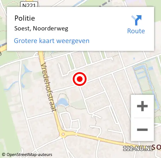 Locatie op kaart van de 112 melding: Politie Soest, Noorderweg op 16 november 2021 08:30