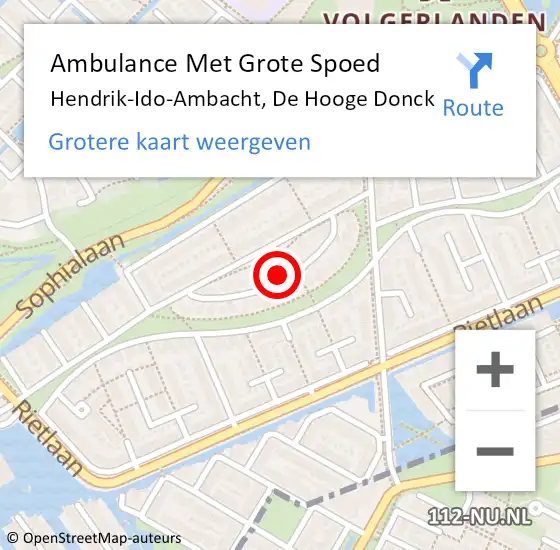 Locatie op kaart van de 112 melding: Ambulance Met Grote Spoed Naar Hendrik-Ido-Ambacht, De Hooge Donck op 16 november 2021 08:45