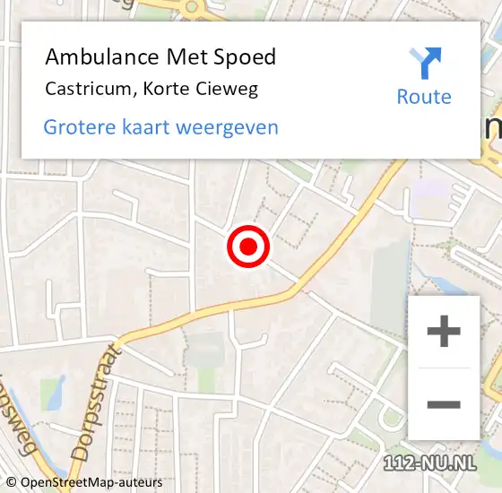 Locatie op kaart van de 112 melding: Ambulance Met Spoed Naar Castricum, Korte Cieweg op 16 november 2021 08:49