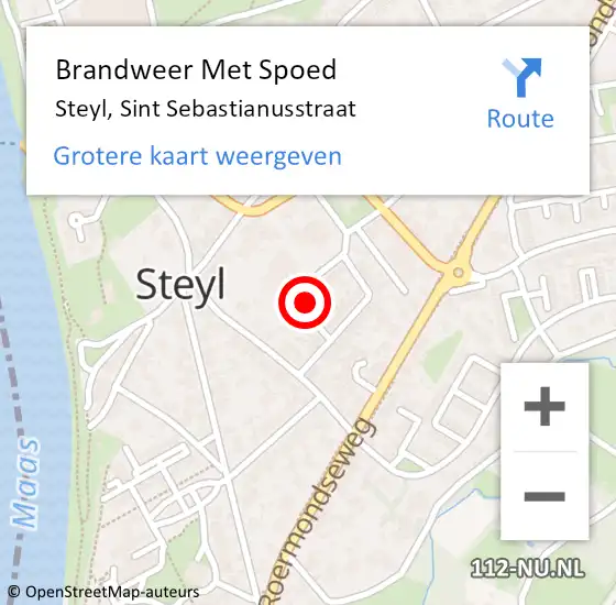 Locatie op kaart van de 112 melding: Brandweer Met Spoed Naar Steyl, Sint Sebastianusstraat op 16 november 2021 08:51