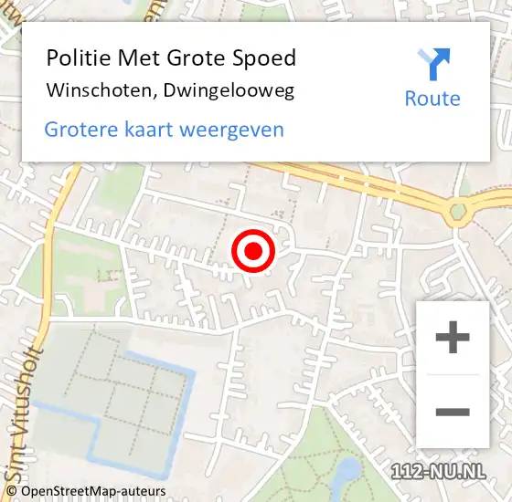 Locatie op kaart van de 112 melding: Politie Met Grote Spoed Naar Winschoten, Dwingelooweg op 16 november 2021 09:09