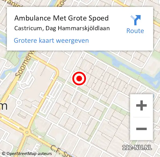 Locatie op kaart van de 112 melding: Ambulance Met Grote Spoed Naar Castricum, Dag Hammarskjöldlaan op 16 november 2021 09:09