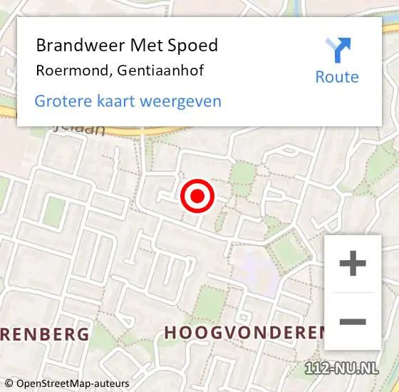 Locatie op kaart van de 112 melding: Brandweer Met Spoed Naar Roermond, Gentiaanhof op 16 november 2021 09:47