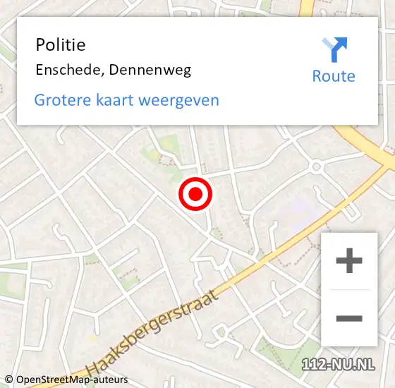 Locatie op kaart van de 112 melding: Politie Enschede, Dennenweg op 16 november 2021 09:53