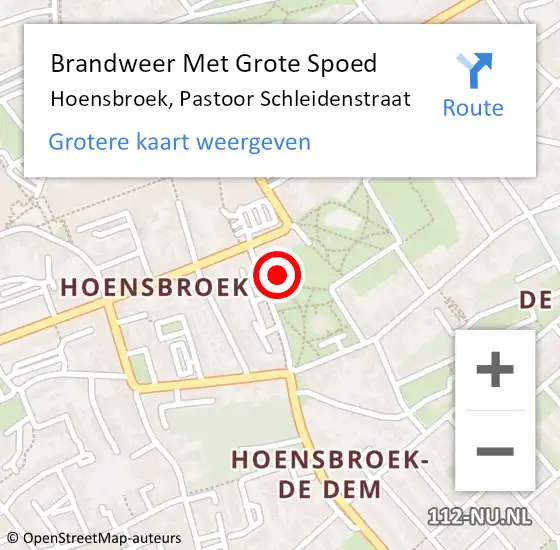 Locatie op kaart van de 112 melding: Brandweer Met Grote Spoed Naar Hoensbroek, Pastoor Schleidenstraat op 16 november 2021 09:53