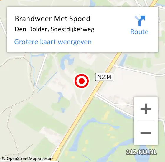 Locatie op kaart van de 112 melding: Brandweer Met Spoed Naar Den Dolder, Soestdijkerweg op 16 november 2021 10:13