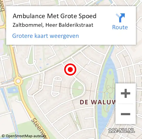 Locatie op kaart van de 112 melding: Ambulance Met Grote Spoed Naar Zaltbommel, Heer Balderikstraat op 16 november 2021 10:14