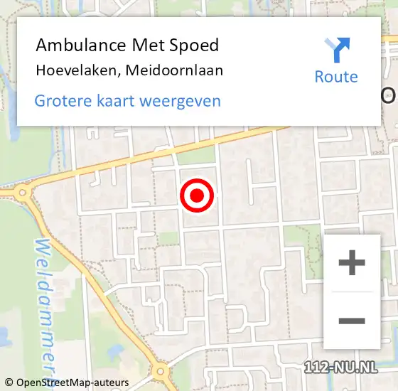 Locatie op kaart van de 112 melding: Ambulance Met Spoed Naar Hoevelaken, Meidoornlaan op 16 november 2021 10:31