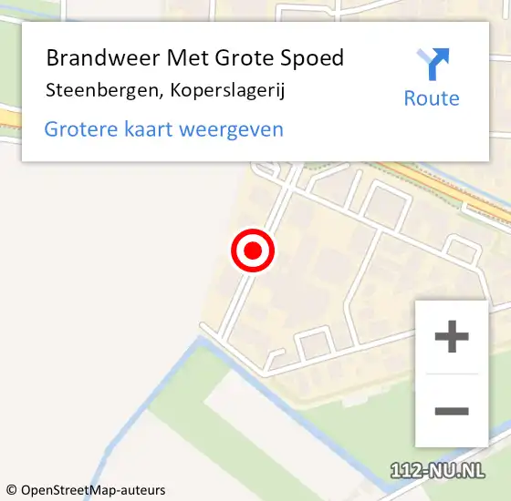 Locatie op kaart van de 112 melding: Brandweer Met Grote Spoed Naar Steenbergen, Koperslagerij op 16 november 2021 10:39