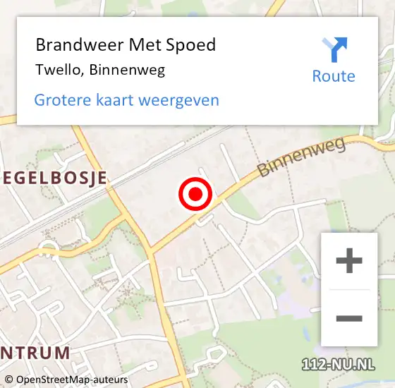 Locatie op kaart van de 112 melding: Brandweer Met Spoed Naar Twello, Binnenweg op 16 november 2021 11:07