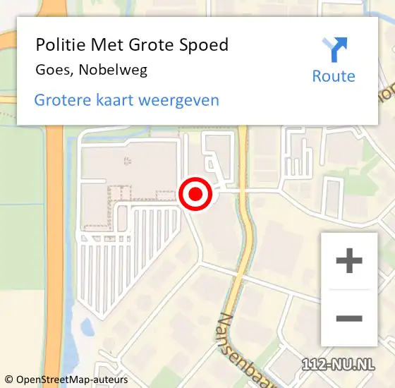 Locatie op kaart van de 112 melding: Politie Met Grote Spoed Naar Goes, Nobelweg op 16 november 2021 11:09