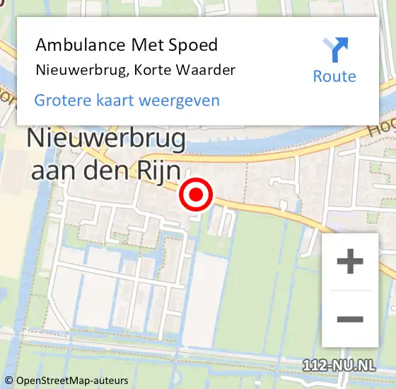 Locatie op kaart van de 112 melding: Ambulance Met Spoed Naar Nieuwerbrug, Korte Waarder op 16 november 2021 11:15