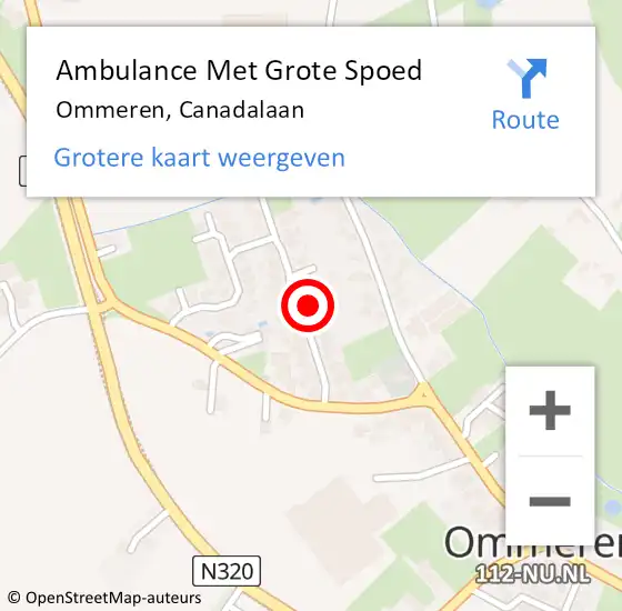 Locatie op kaart van de 112 melding: Ambulance Met Grote Spoed Naar Ommeren, Canadalaan op 16 november 2021 11:40