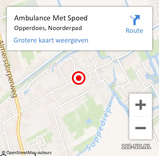 Locatie op kaart van de 112 melding: Ambulance Met Spoed Naar Opperdoes, Noorderpad op 16 november 2021 11:42