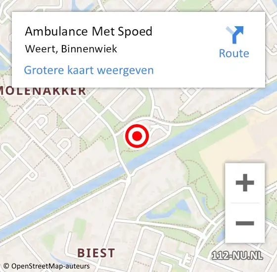 Locatie op kaart van de 112 melding: Ambulance Met Spoed Naar Weert, Binnenwiek op 16 november 2021 12:04