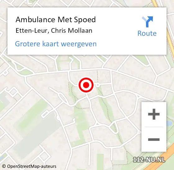 Locatie op kaart van de 112 melding: Ambulance Met Spoed Naar Etten-Leur, Chris Mollaan op 29 juni 2014 14:30