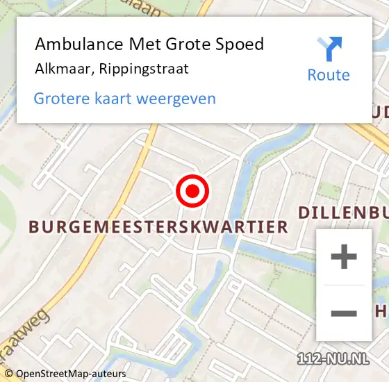 Locatie op kaart van de 112 melding: Ambulance Met Grote Spoed Naar Alkmaar, Rippingstraat op 16 november 2021 12:11