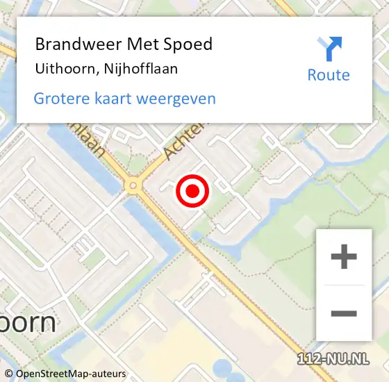 Locatie op kaart van de 112 melding: Brandweer Met Spoed Naar Uithoorn, Nijhofflaan op 16 november 2021 12:14