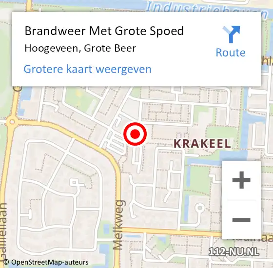 Locatie op kaart van de 112 melding: Brandweer Met Grote Spoed Naar Hoogeveen, Grote Beer op 16 november 2021 12:19