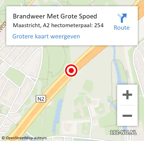Locatie op kaart van de 112 melding: Brandweer Met Grote Spoed Naar Maastricht, A2 hectometerpaal: 254 op 16 november 2021 12:27
