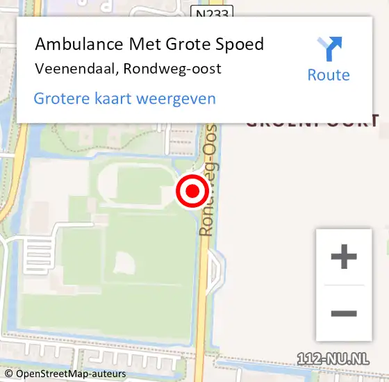 Locatie op kaart van de 112 melding: Ambulance Met Grote Spoed Naar Veenendaal, Rondweg-oost op 16 november 2021 12:29