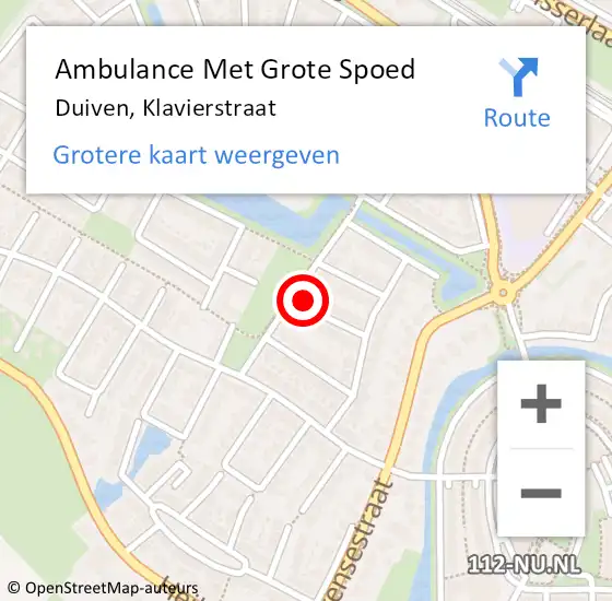 Locatie op kaart van de 112 melding: Ambulance Met Grote Spoed Naar Duiven, Klavierstraat op 16 november 2021 12:32