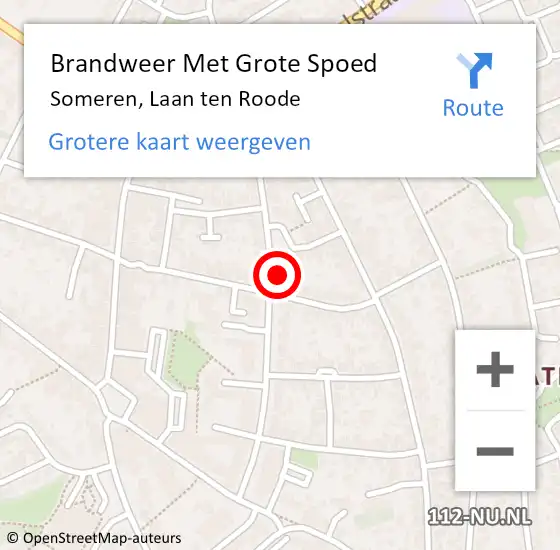 Locatie op kaart van de 112 melding: Brandweer Met Grote Spoed Naar Someren, Laan ten Roode op 16 november 2021 12:41