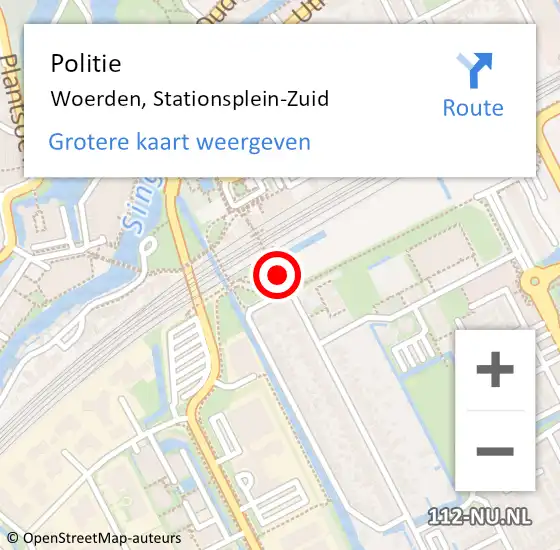 Locatie op kaart van de 112 melding: Politie Woerden, Stationsplein-Zuid op 16 november 2021 12:52