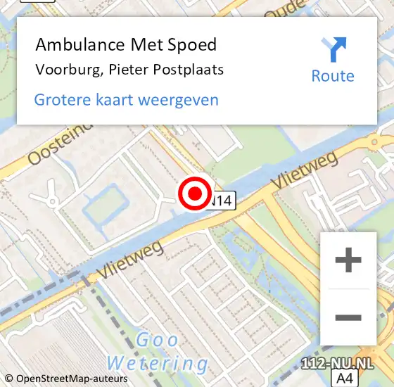 Locatie op kaart van de 112 melding: Ambulance Met Spoed Naar Voorburg, Pieter Postplaats op 16 november 2021 13:00