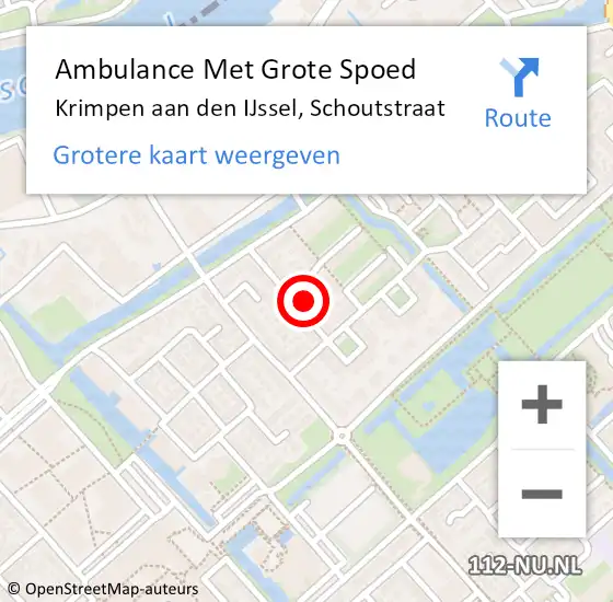 Locatie op kaart van de 112 melding: Ambulance Met Grote Spoed Naar Krimpen aan den IJssel, Schoutstraat op 16 november 2021 13:07