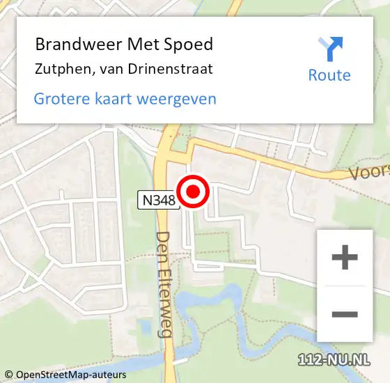 Locatie op kaart van de 112 melding: Brandweer Met Spoed Naar Zutphen, van Drinenstraat op 16 november 2021 13:46