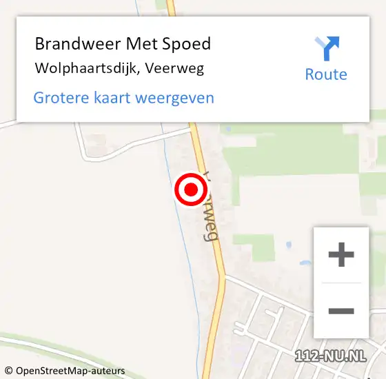 Locatie op kaart van de 112 melding: Brandweer Met Spoed Naar Wolphaartsdijk, Veerweg op 16 november 2021 14:11