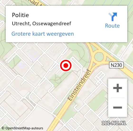 Locatie op kaart van de 112 melding: Politie Utrecht, Ossewagendreef op 16 november 2021 14:30