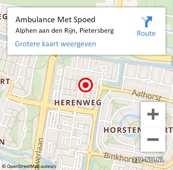 Locatie op kaart van de 112 melding: Ambulance Met Spoed Naar Alphen aan den Rijn, Pietersberg op 16 november 2021 15:07