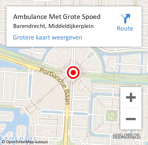 Locatie op kaart van de 112 melding: Ambulance Met Grote Spoed Naar Barendrecht, Middeldijkerplein op 16 november 2021 15:12
