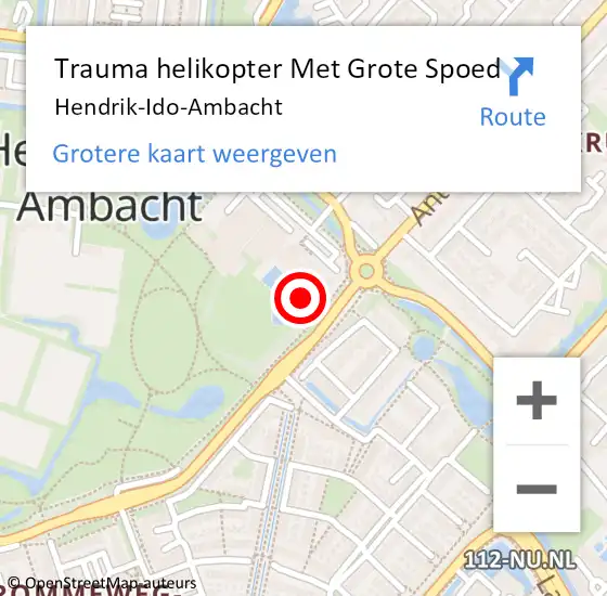 Locatie op kaart van de 112 melding: Trauma helikopter Met Grote Spoed Naar Hendrik-Ido-Ambacht op 16 november 2021 16:21