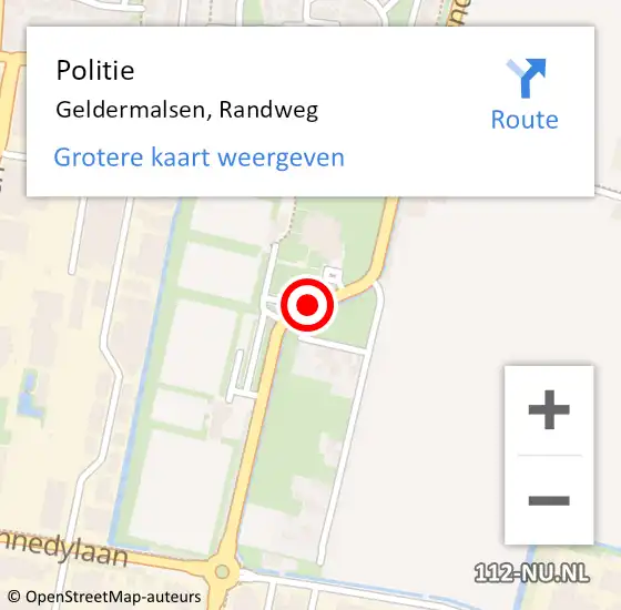 Locatie op kaart van de 112 melding: Politie Geldermalsen, Randweg op 16 november 2021 16:23